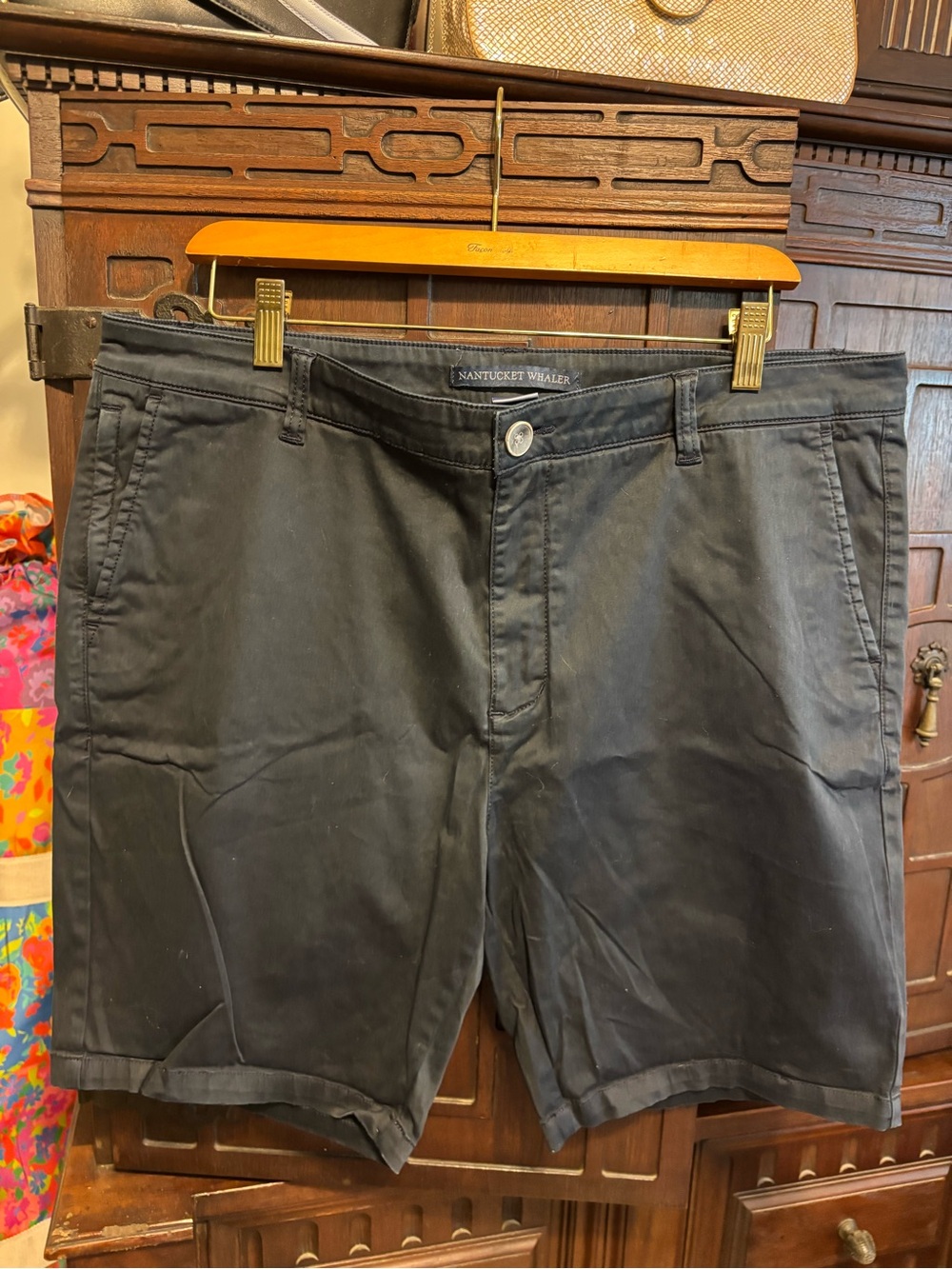 Nantucket Whaler Men's Flat-Front Black Chino Shorts